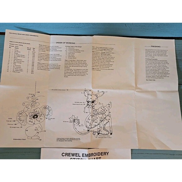 Crewel Christmas Koala Bear & Deer Ornaments #7944 Hallmark Cross Stitch Vintage - Picture 7 of 10